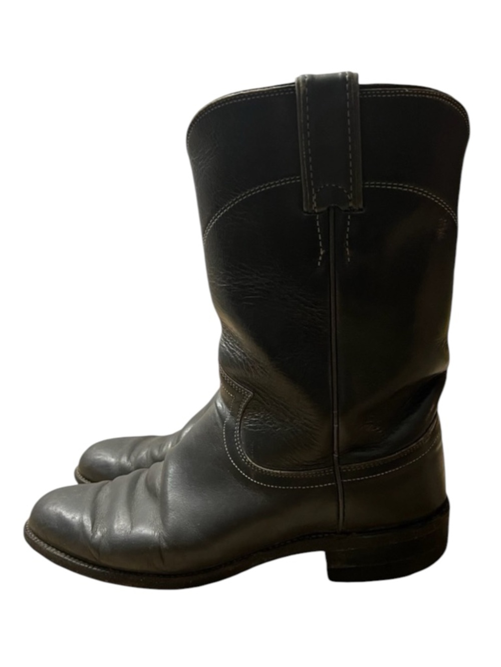 JUSTIN BOOTS Roper Blue Gray Leather Cowgirl Boots Size 7A